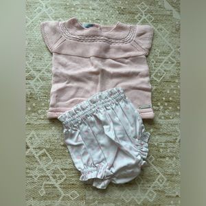 Pangasa | Baby girl pale pink set with matching bloomers 6M